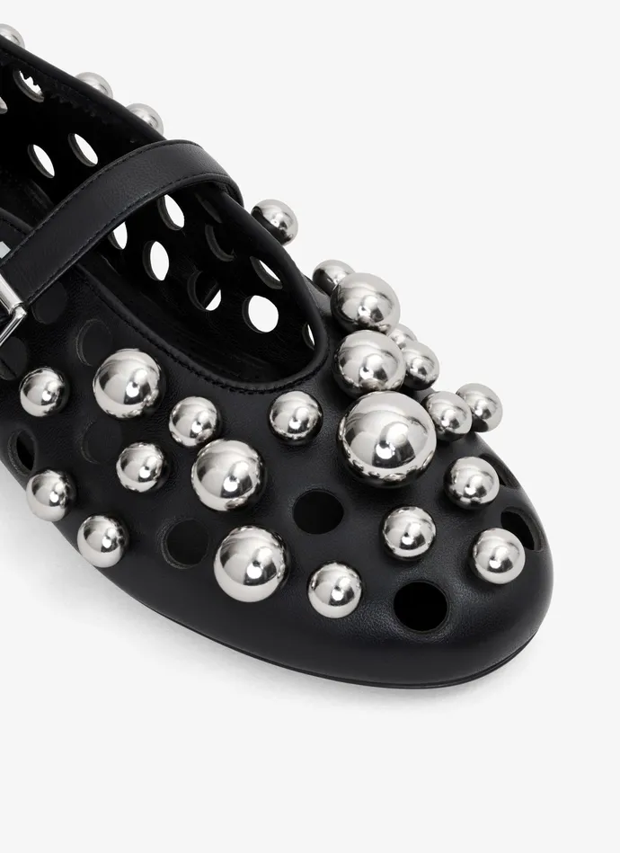 Black BALLET FLATS WITH SPHERES ON LAMBSKIN Women Alaa La Ballerine