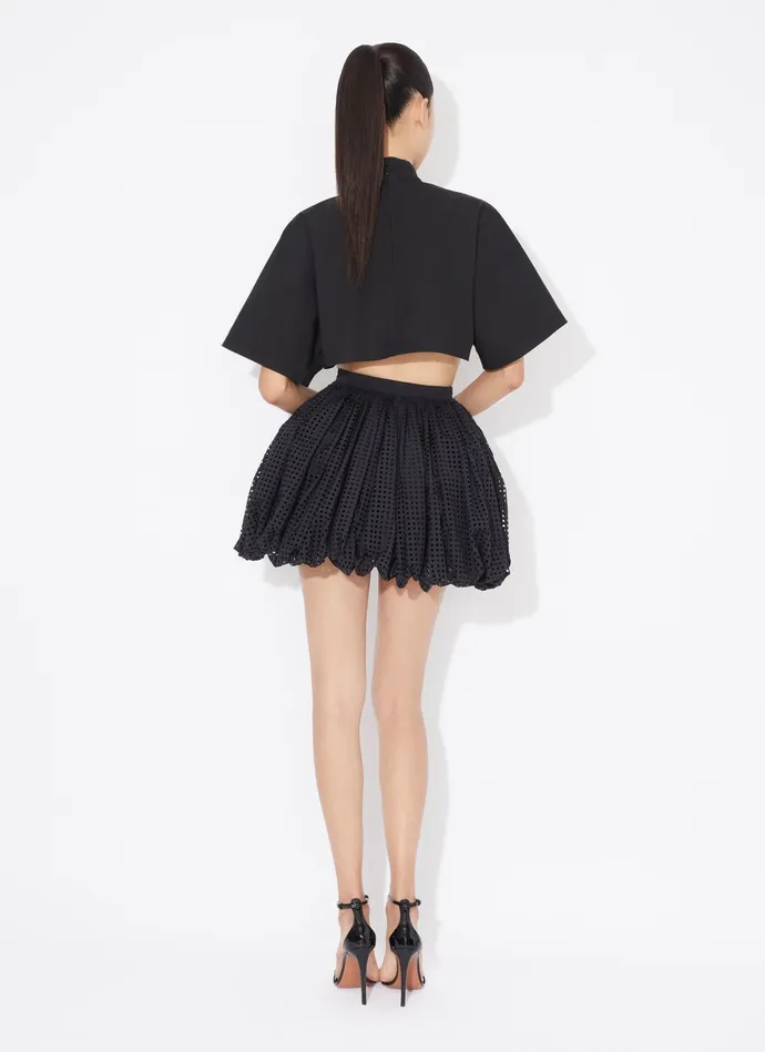 Black BUBBLE SKIRT IN PERFORATED POPLIN Women Alaa Skirts