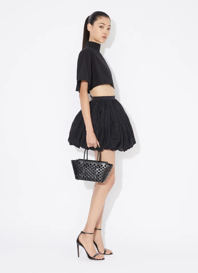 Black BUBBLE SKIRT IN PERFORATED POPLIN Women Alaa Skirts