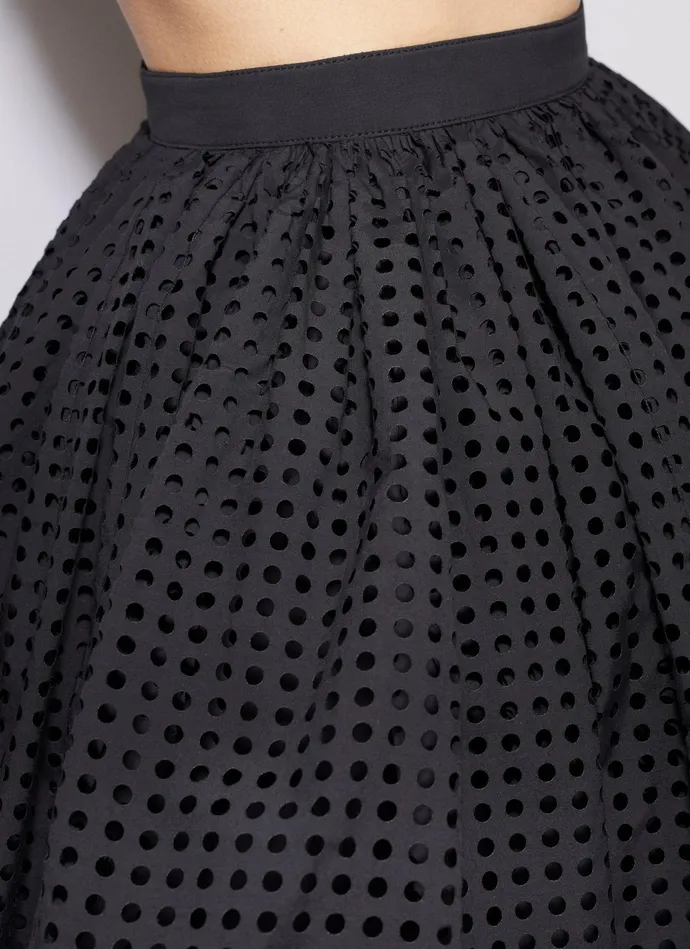 Black BUBBLE SKIRT IN PERFORATED POPLIN Women Alaa Skirts