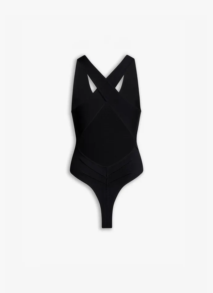 Black CROSSBACK BODY Women Alaa Bodysuits and Leggings