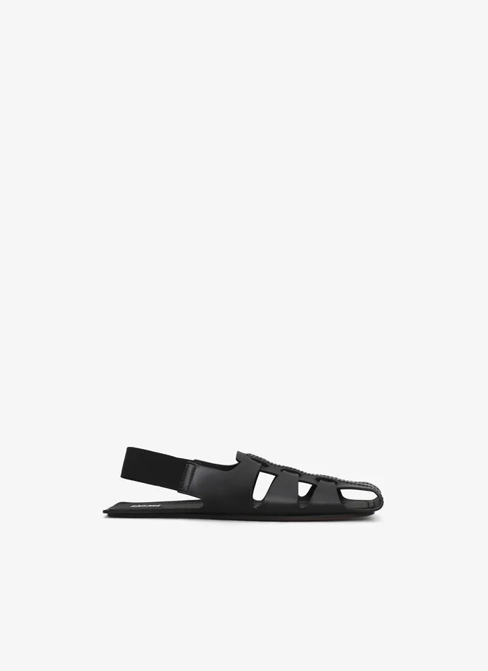 Black FOLDED FLAT SANDALS IN CALFSKIN Women Alaa Flat Shoes