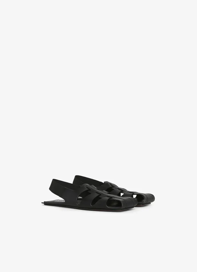 Black FOLDED FLAT SANDALS IN CALFSKIN Women Alaa Flat Shoes