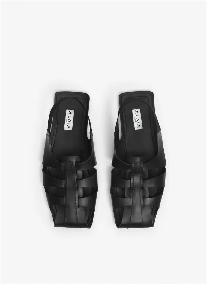 Black FOLDED FLAT SANDALS IN CALFSKIN Women Alaa Flat Shoes