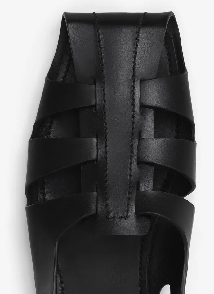 Black FOLDED FLAT SANDALS IN CALFSKIN Women Alaa Flat Shoes