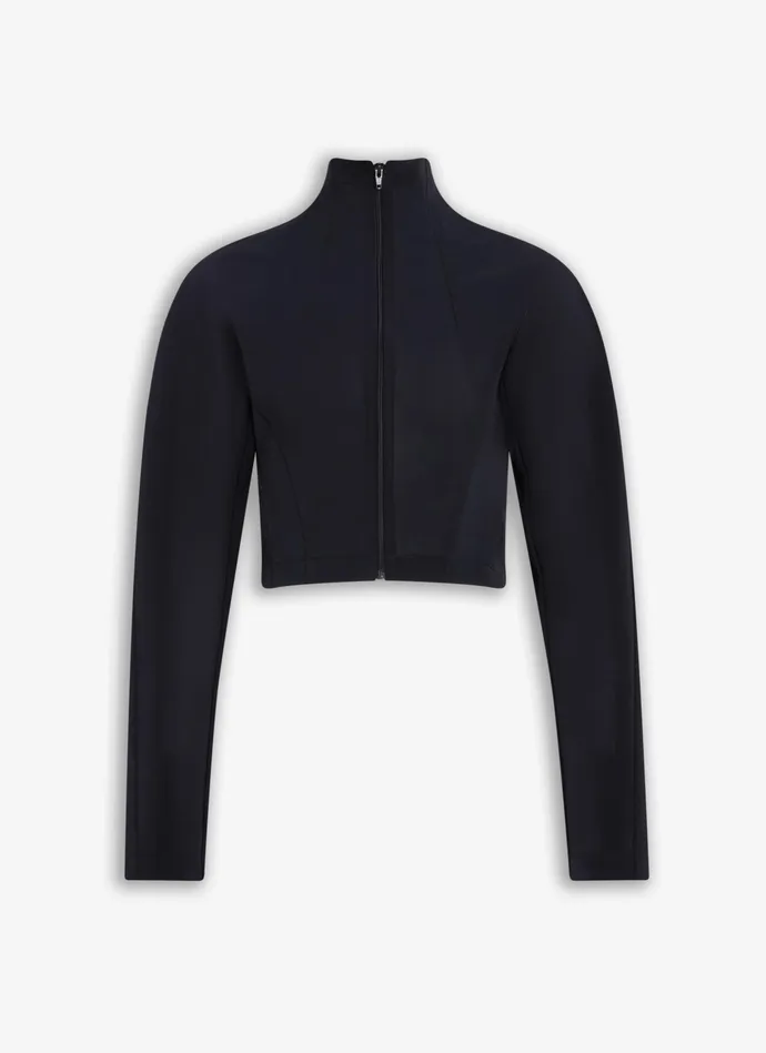 Black HIGHNECK CROPPED JACKET Women Alaa Coats and Jackets