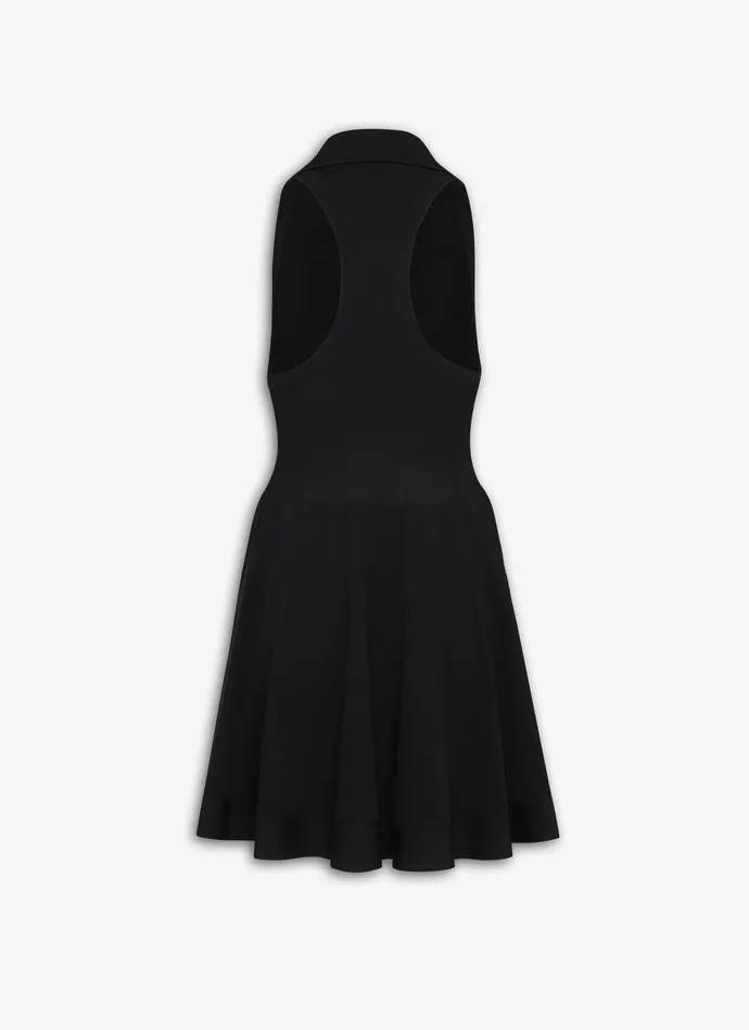 Black POLO SKATER DRESS IN PIQUE KNIT Women Alaa Dresses