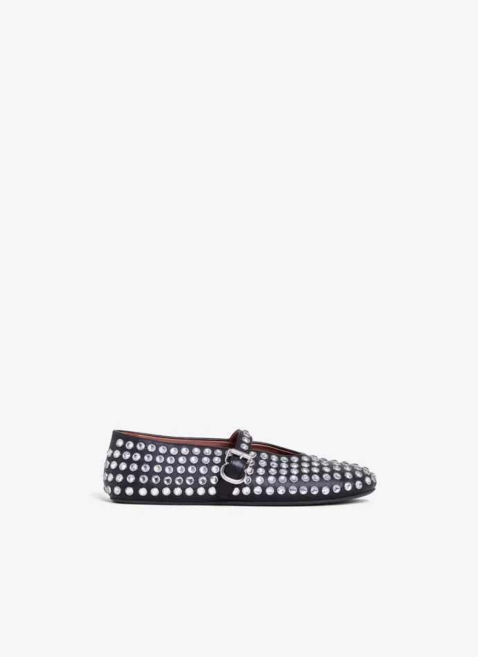Black Strass Lambskin Ballet Flats Women Alaa La Ballerine