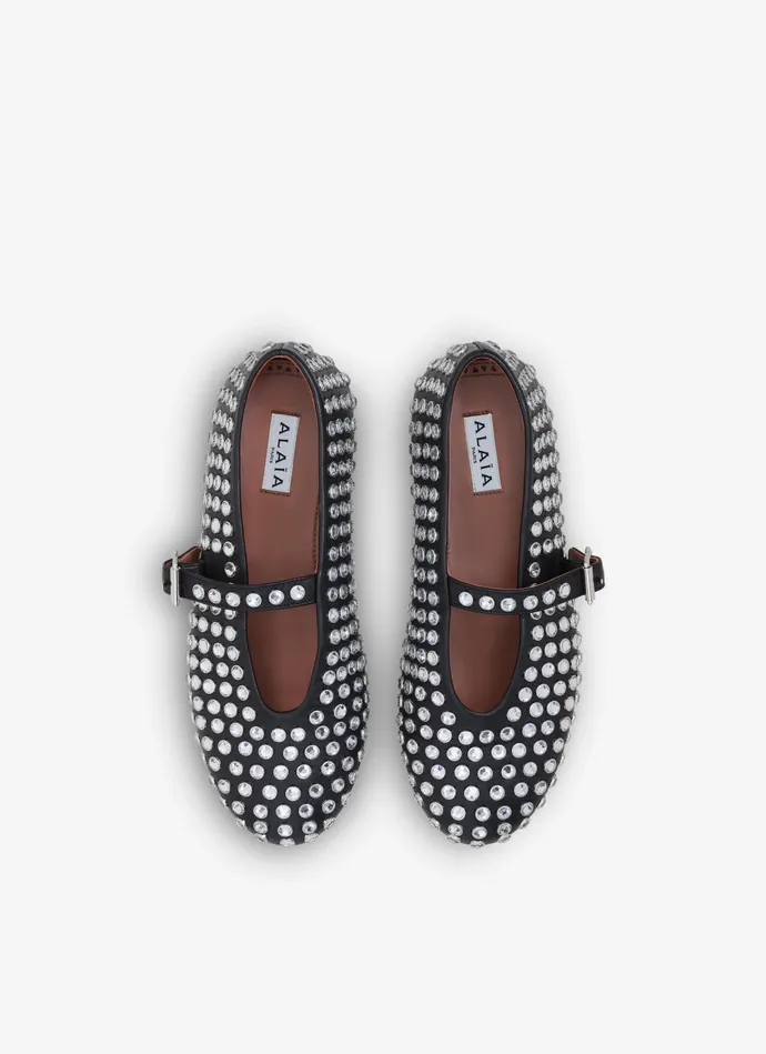 Black Strass Lambskin Ballet Flats Women Alaa La Ballerine Black Strass Lambskin Ballet Flats Women Alaa La Ballerine