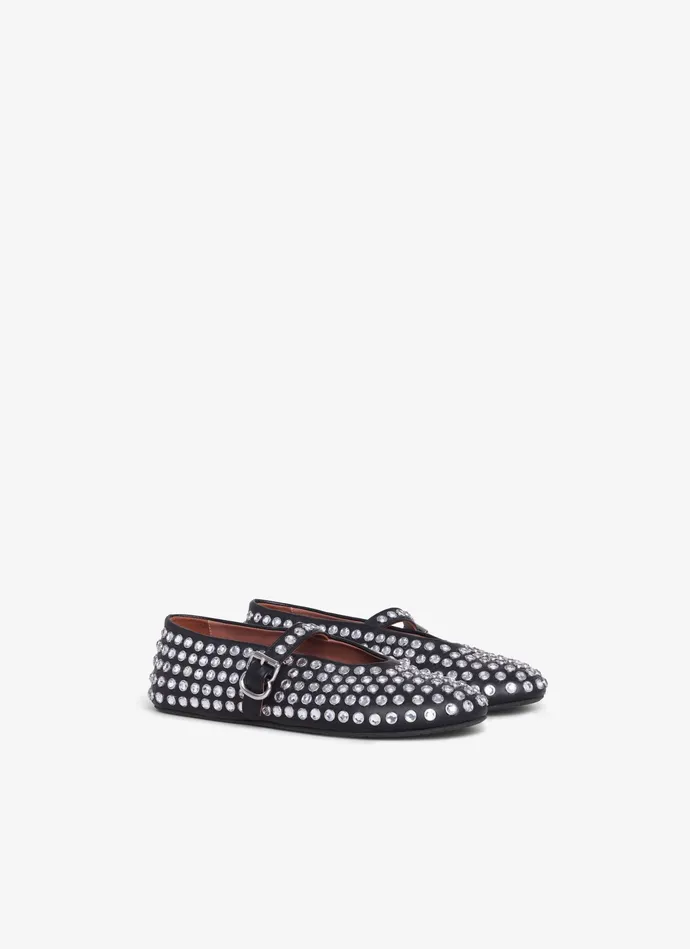 Black Strass Lambskin Ballet Flats Women Alaa La Ballerine Black Strass Lambskin Ballet Flats Women Alaa La Ballerine
