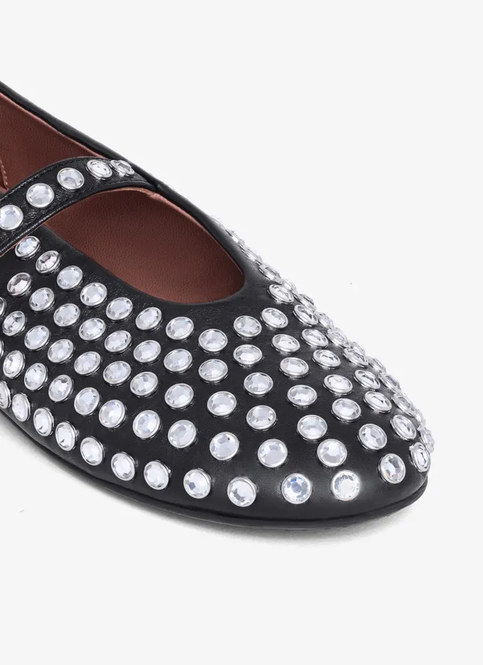 Black Strass Lambskin Ballet Flats Women Alaa La Ballerine Black Strass Lambskin Ballet Flats Women Alaa La Ballerine