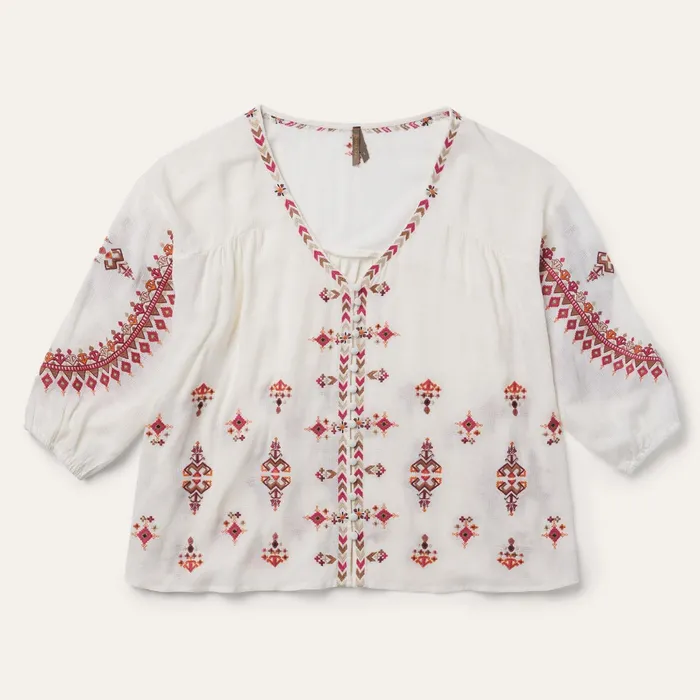 Blouses Women Stetson Dobby Peasant Blouse White