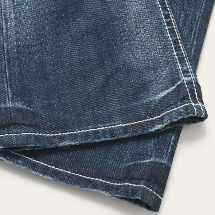 Boot Cut Men Stetson 1014 Fit Destructed Medium Wash Jeans Blue