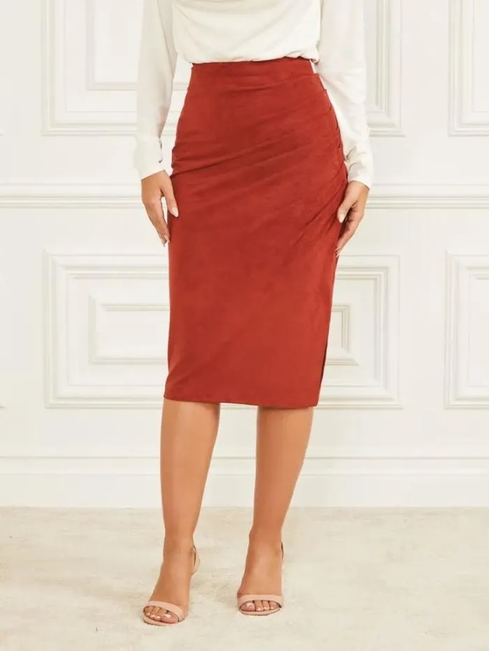 Bottoms Women Marciano Hudson Pencil Skirt Dark Jam Red
