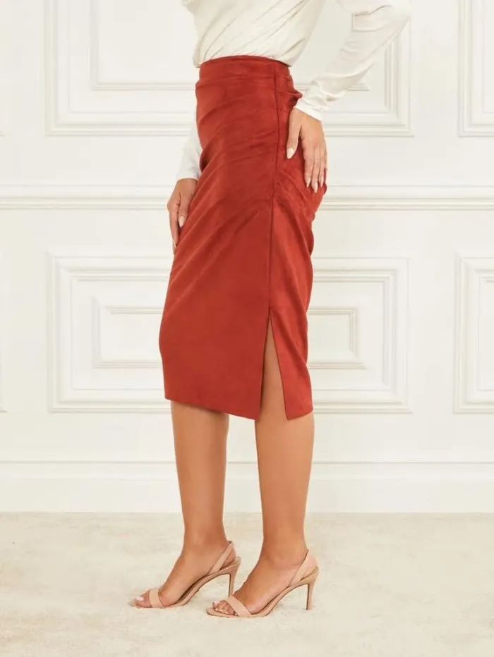 Bottoms Women Marciano Hudson Pencil Skirt Dark Jam Red Bottoms Women Marciano Hudson Pencil Skirt Dark Jam Red