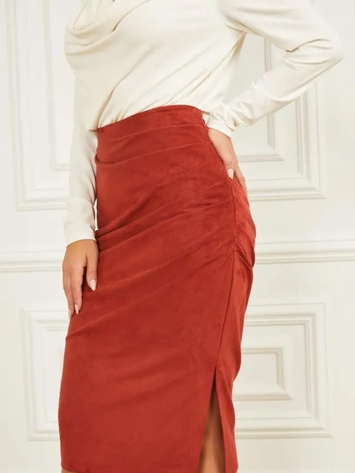 Bottoms Women Marciano Hudson Pencil Skirt Dark Jam Red Bottoms Women Marciano Hudson Pencil Skirt Dark Jam Red