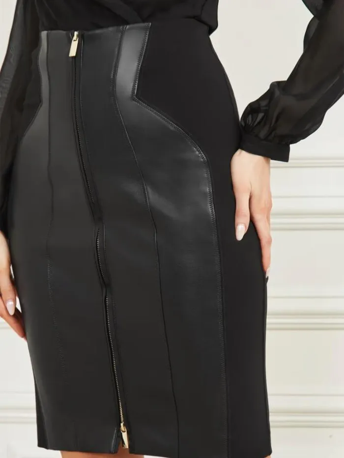Bottoms Women Marciano Rose FauxLeather Skirt Black