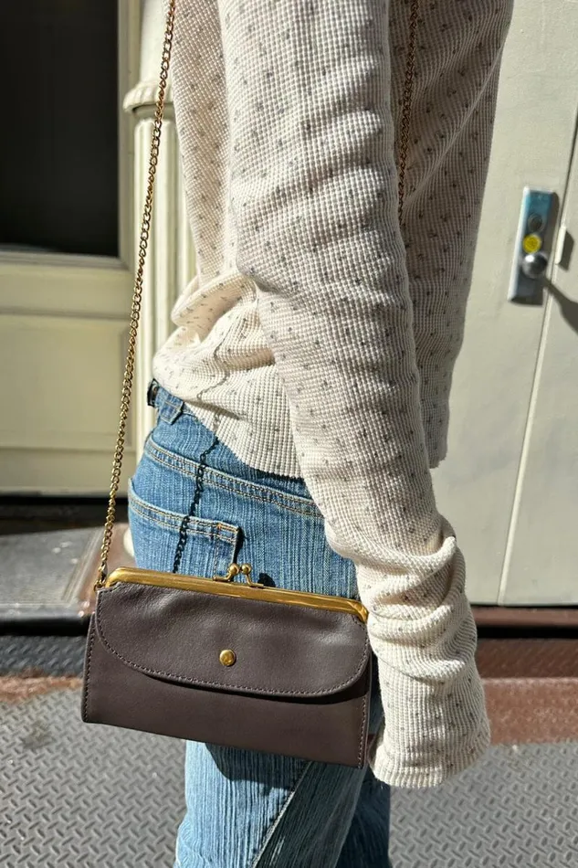 Brandy Melville Bags and Backpacks Leather Chain Purse Brown 8211 Women