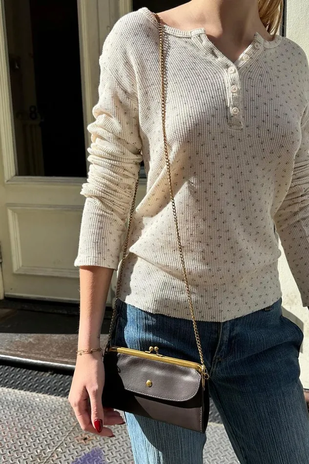 Brandy Melville Bags and Backpacks Leather Chain Purse Brown 8211 Women
