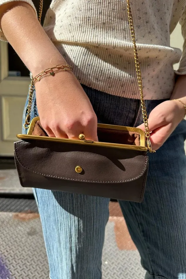 Brandy Melville Bags and Backpacks Leather Chain Purse Brown 8211 Women