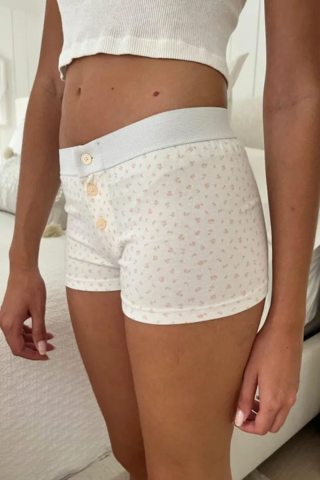 Brandy Melville Intimates Boy Short Floral Underwear White With Baby Pink Floral 8211 Women