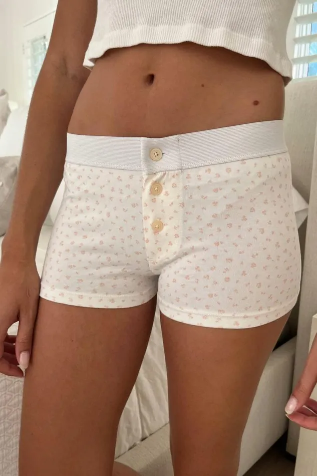 Brandy Melville Intimates Boy Short Floral Underwear White With Baby Pink Floral 8211 Women