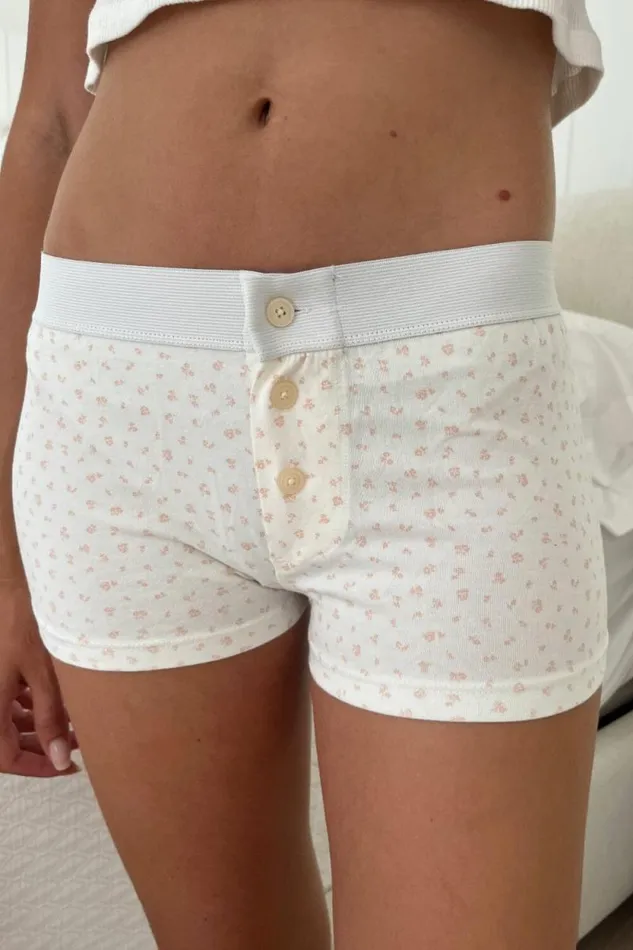 Brandy Melville Intimates Boy Short Floral Underwear White With Baby Pink Floral 8211 Women