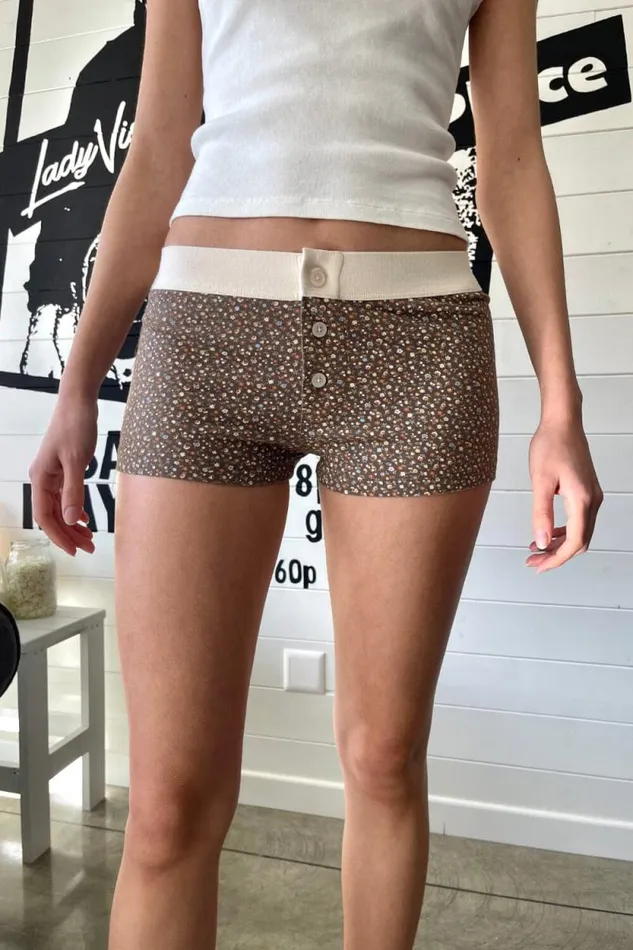 Brandy Melville Intimates Floral Boyshort Underwear Brown 8211 Women