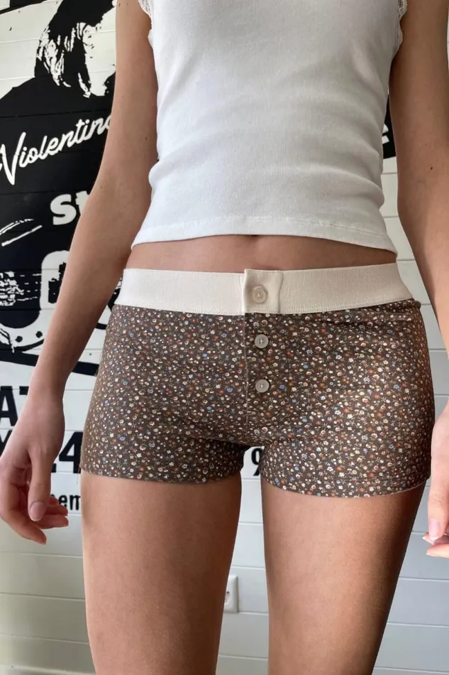 Brandy Melville Intimates Floral Boyshort Underwear Brown 8211 Women