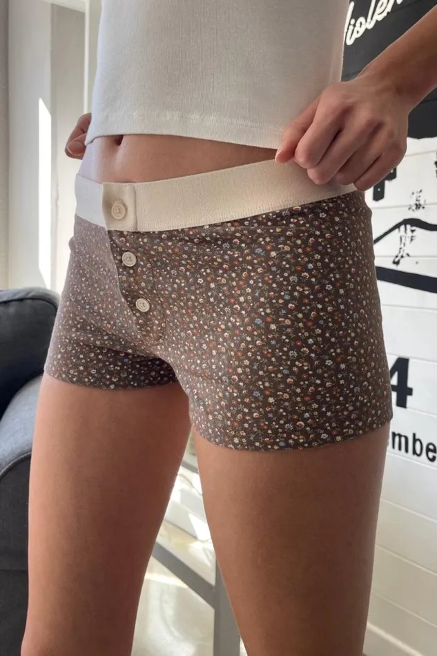 Brandy Melville Intimates Floral Boyshort Underwear Brown 8211 Women