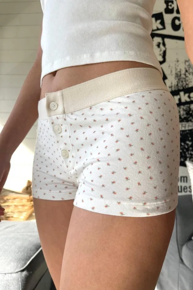 Brandy Melville Intimates Floral Boyshort Underwear White Peach Floral 8211 Women