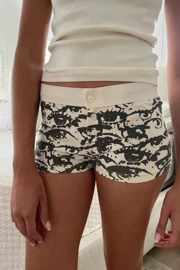 Brandy Melville Matching Sets Boy Short Eye Underwear Ivory 8211 Women