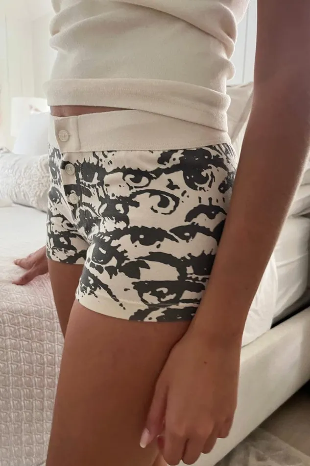 Brandy Melville Matching Sets Boy Short Eye Underwear Ivory 8211 Women