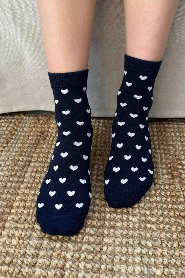 Brandy Melville Socks Navy Blue Socks White Hearts Navy Blue With White Hearts 8211 Women