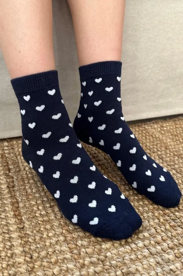 Brandy Melville Socks Navy Blue Socks White Hearts Navy Blue With White Hearts 8211 Women