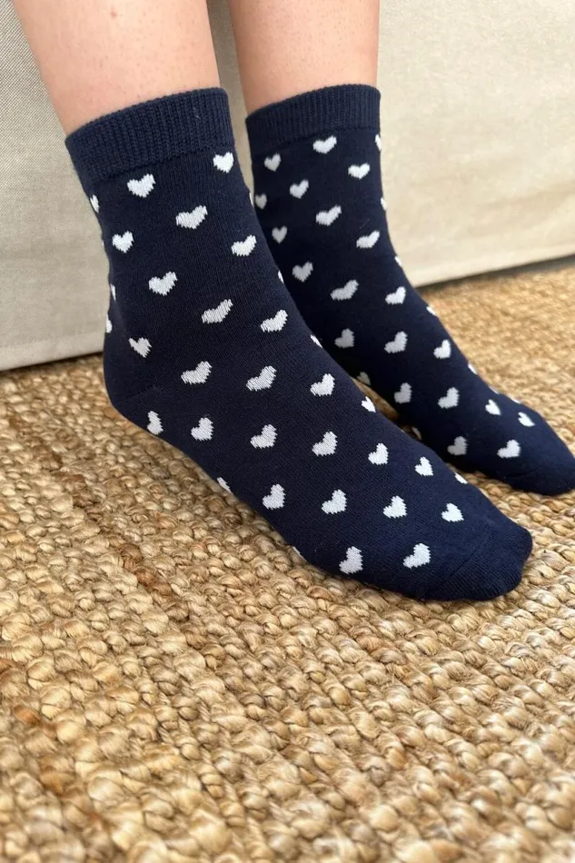 Brandy Melville Socks Navy Blue Socks White Hearts Navy Blue With White Hearts 8211 Women