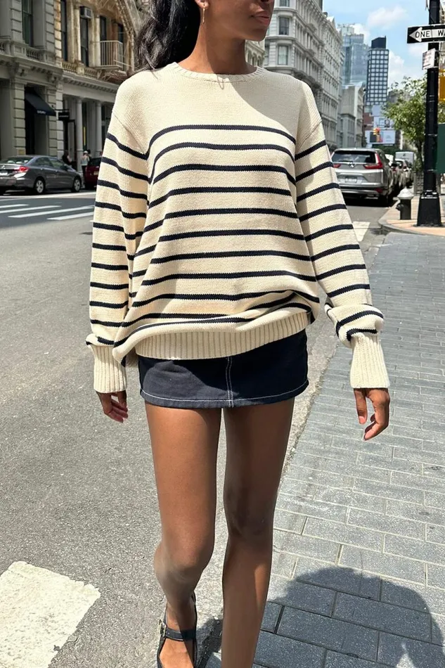 Brandy Melville Sweaters Brianna Cotton Thin Stripe Sweater Blue Ivory Stripe 8211 Women