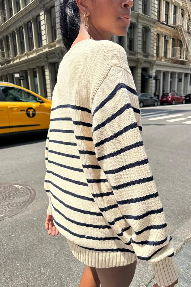 Brandy Melville Sweaters Brianna Cotton Thin Stripe Sweater Blue Ivory Stripe 8211 Women
