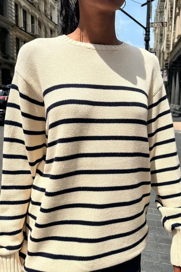 Brandy Melville Sweaters Brianna Cotton Thin Stripe Sweater Blue Ivory Stripe 8211 Women
