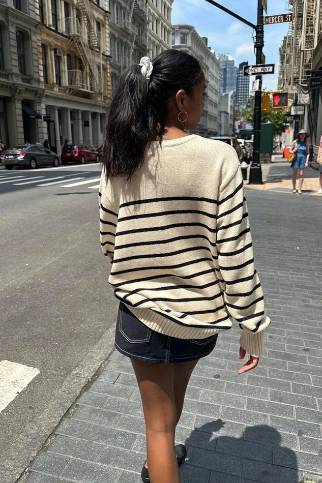 Brandy Melville Sweaters Brianna Cotton Thin Stripe Sweater Blue Ivory Stripe 8211 Women
