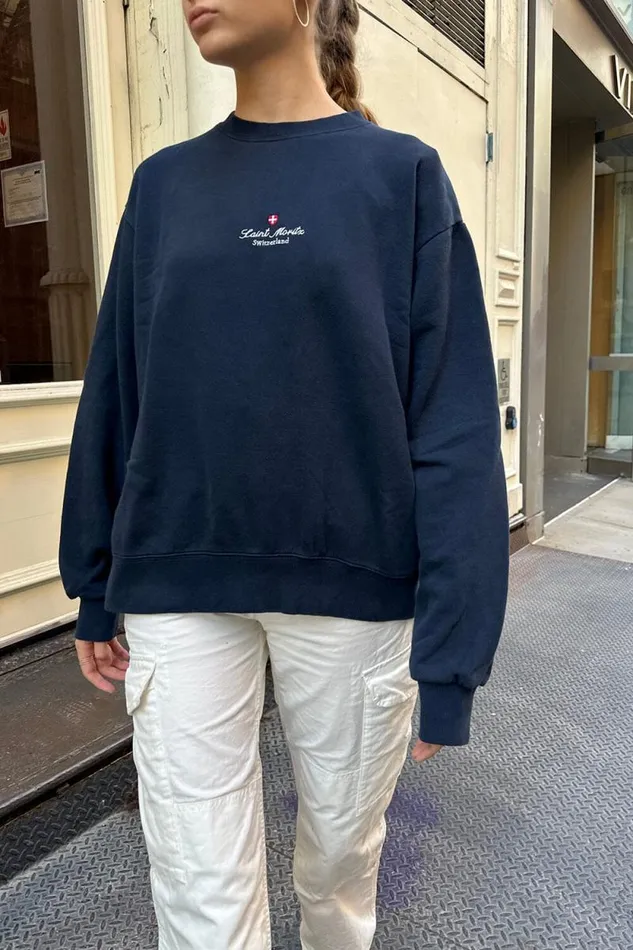 Brandy Melville Sweatpants and Sweatshirts Erica Saint Moritz Sweatshirt Navy Blue 8211 Women Brandy Melville Sweatpants and Sweatshirts Erica Saint Moritz Sweatshirt Navy Blue 8211 Women