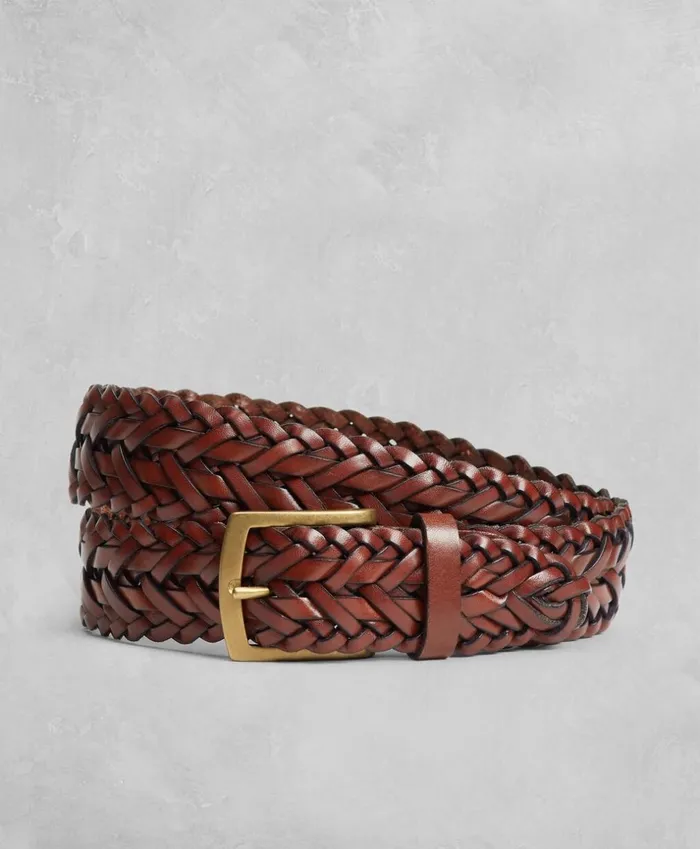 Brooks Brothers Belts Golden Fleece Braided Leather Belt Brown 8211 Men