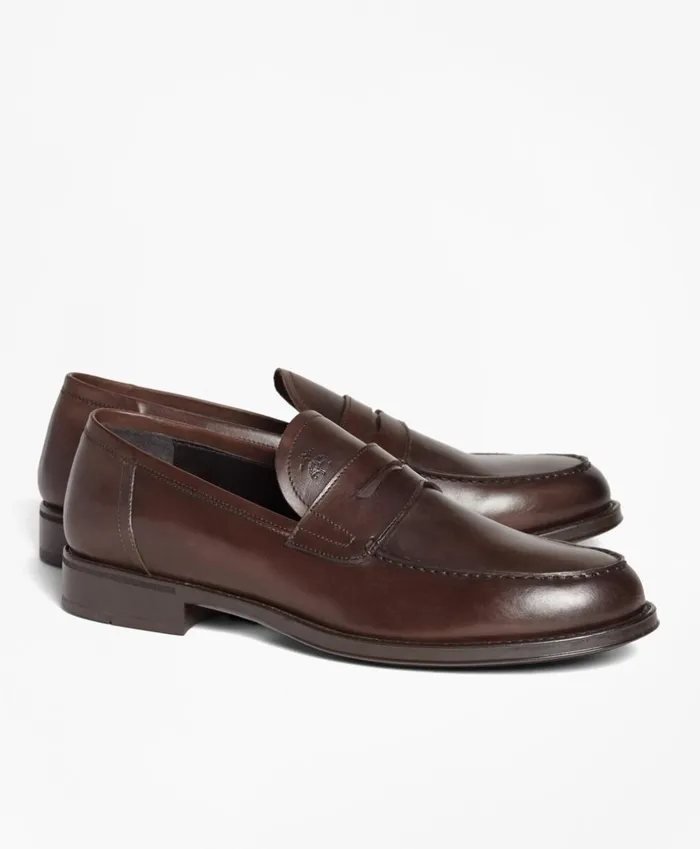 Brooks Brothers Dress and Casual Shoes 1818 Footwear RubberSole Leather Penny Loafers Brown 8211 Men Brooks Brothers Dress and Casual Shoes 1818 Footwear RubberSole Leather Penny Loafers Brown 8211 Men