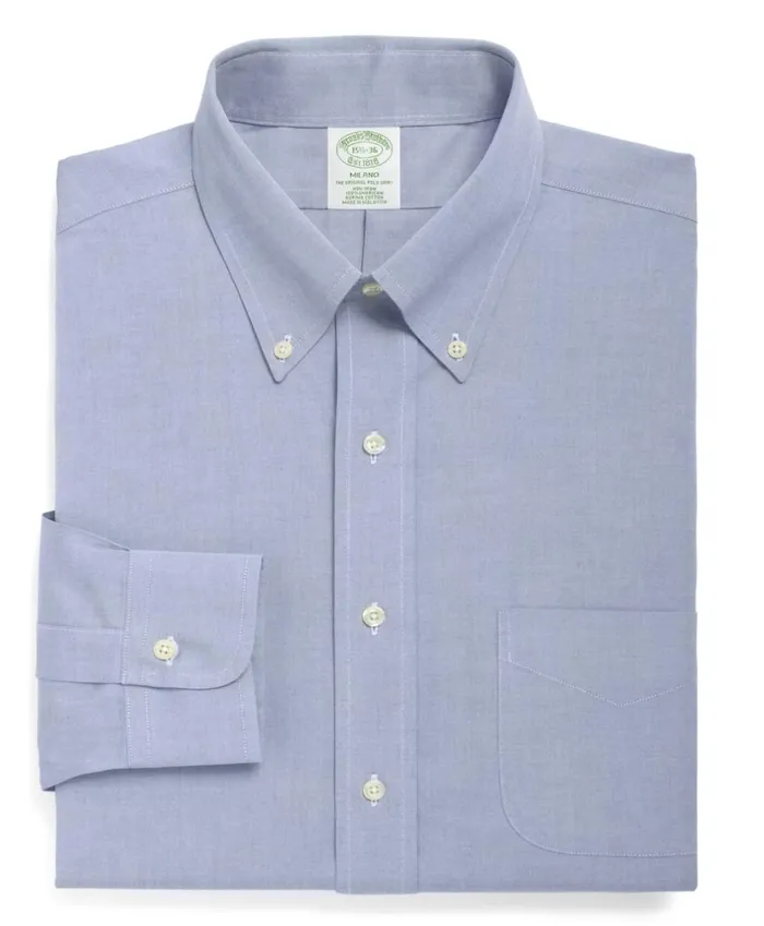 Brooks Brothers Dress Shirts Milano SlimFit Dress Shirt NonIron ButtonDown Collar Blue 8211 Men Brooks Brothers Dress Shirts Milano SlimFit Dress Shirt NonIron ButtonDown Collar Blue 8211 Men