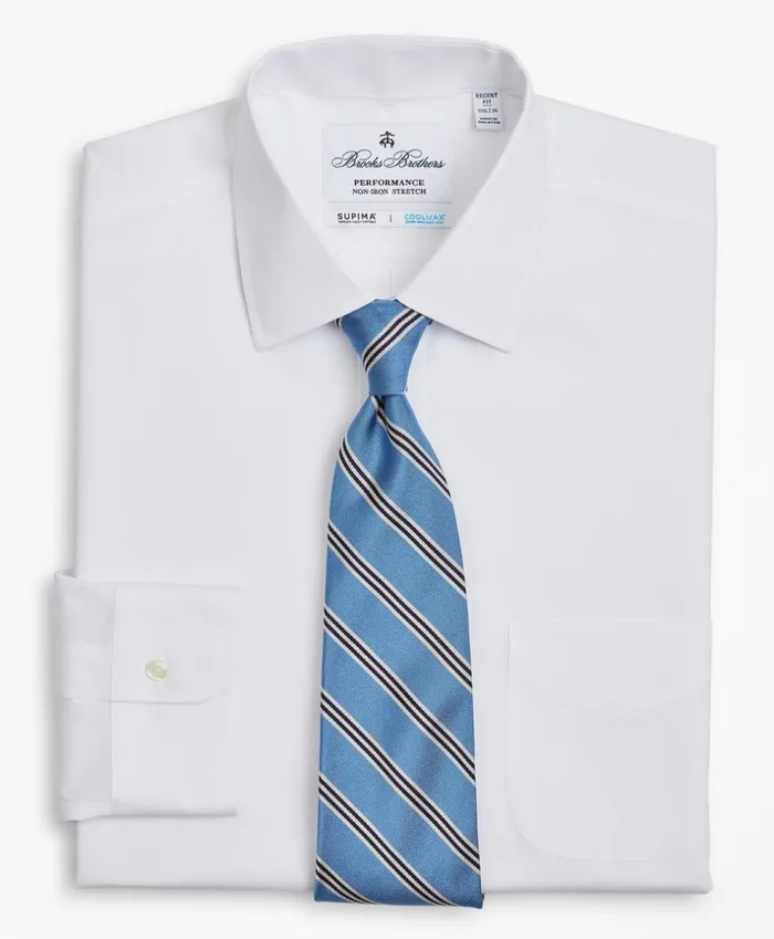 Brooks Brothers Dress Shirts Regent Fitted Dress Shirt Performance NonIron With COOLMAX Ainsley Collar Broadcloth White 8211 Men Brooks Brothers Dress Shirts Regent Fitted Dress Shirt Performance NonIron With COOLMAX Ainsley Collar Broadcloth White 8211 Men