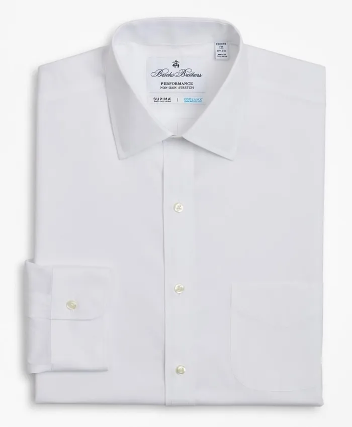 Brooks Brothers Dress Shirts Regent Fitted Dress Shirt Performance NonIron With COOLMAX Ainsley Collar Broadcloth White 8211 Men Brooks Brothers Dress Shirts Regent Fitted Dress Shirt Performance NonIron With COOLMAX Ainsley Collar Broadcloth White 8211 Men