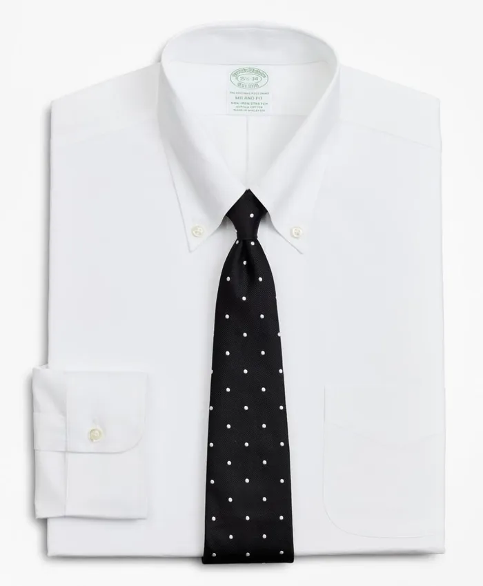 Brooks Brothers Dress Shirts Stretch Milano SlimFit Dress Shirt NonIron Poplin ButtonDown Collar White 8211 Men Brooks Brothers Dress Shirts Stretch Milano SlimFit Dress Shirt NonIron Poplin ButtonDown Collar White 8211 Men