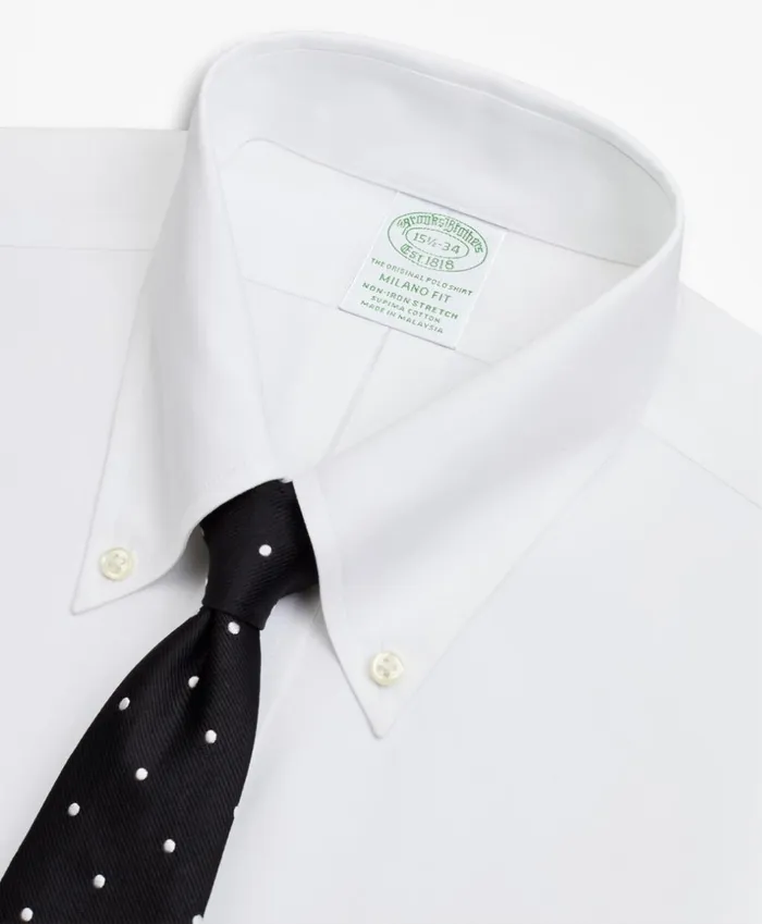 Brooks Brothers Dress Shirts Stretch Milano SlimFit Dress Shirt NonIron Poplin ButtonDown Collar White 8211 Men Brooks Brothers Dress Shirts Stretch Milano SlimFit Dress Shirt NonIron Poplin ButtonDown Collar White 8211 Men