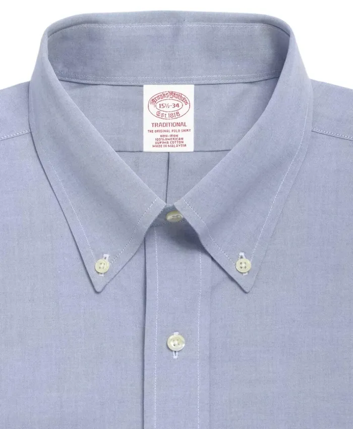 Brooks Brothers Dress Shirts Traditional RelaxedFit Dress Shirt NonIron ButtonDown Collar Blue 8211 Men
