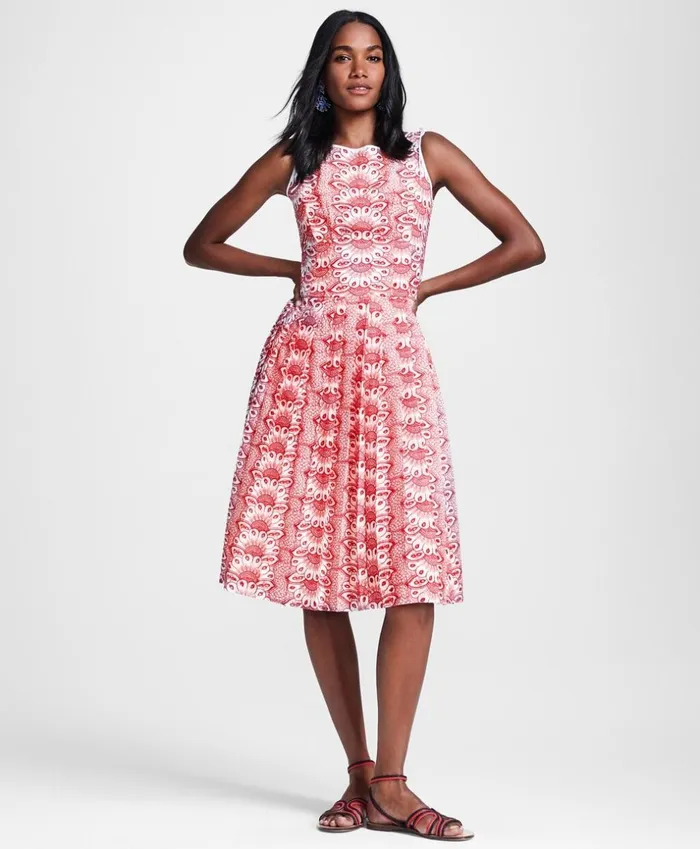 Brooks Brothers Dresses FloralEmbroidered Dress Redwhite 8211 Women